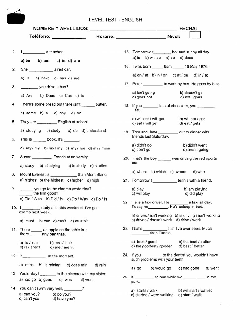 english-level-test-pdf