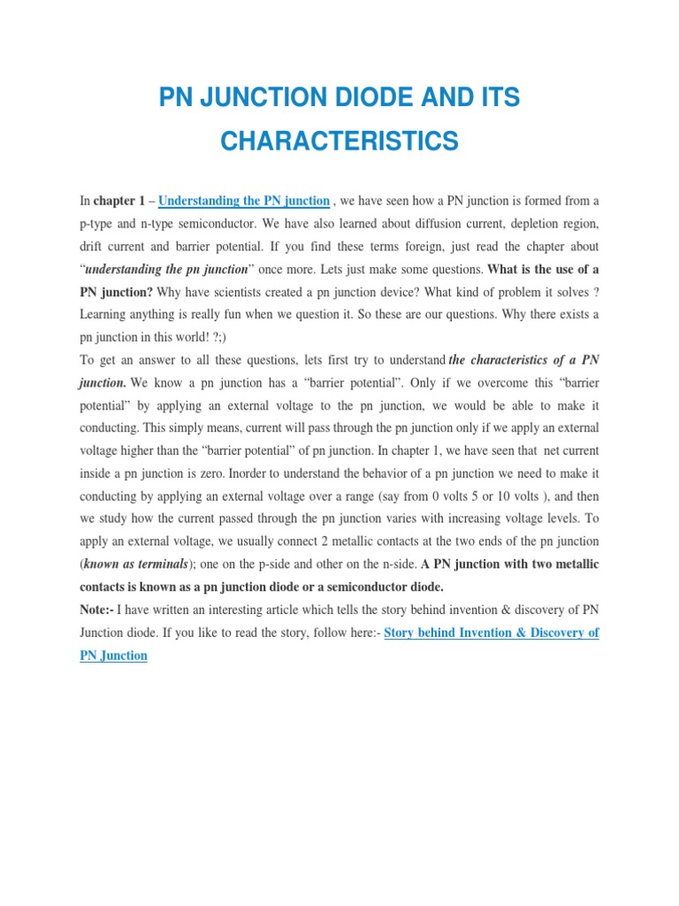PN Junction Diode Characteristics Explained | PDF | P–N Junction | Diode