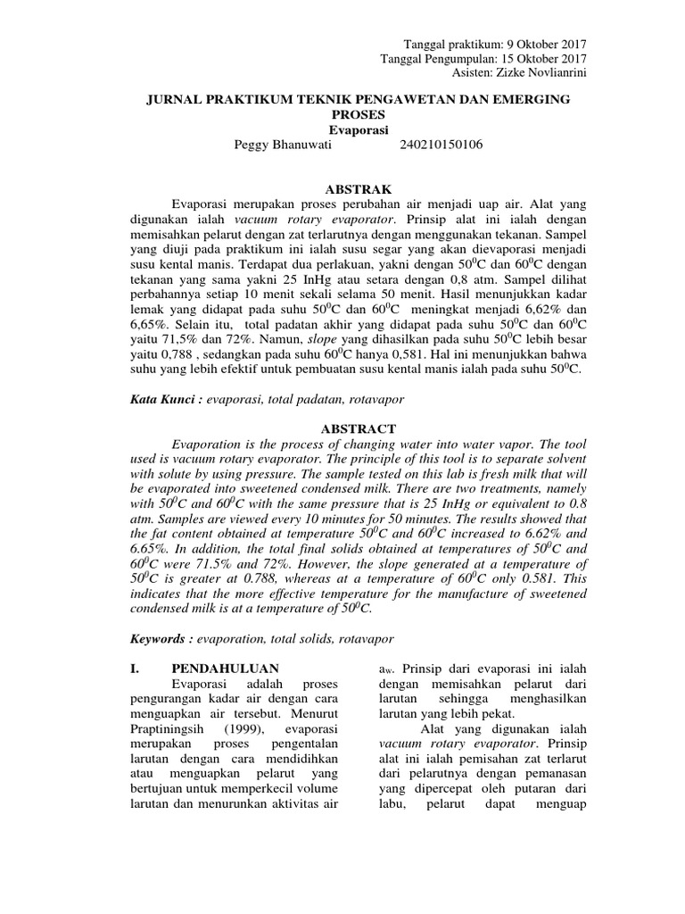 Jurnal Evaporasi | PDF