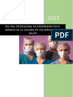 Rol Del Profesional en Enfermeria en El Manejo de La Calidad de Los Servicios de Salud