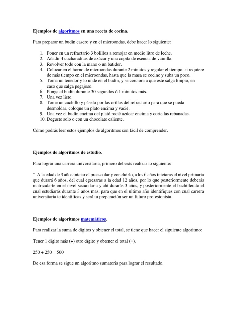 Ejemplos de Algoritmos en Una Receta de Cocina Divorcio