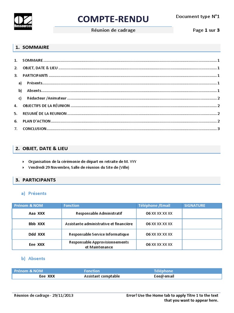 Compte Rendu Réunion de Cadrage | PDF