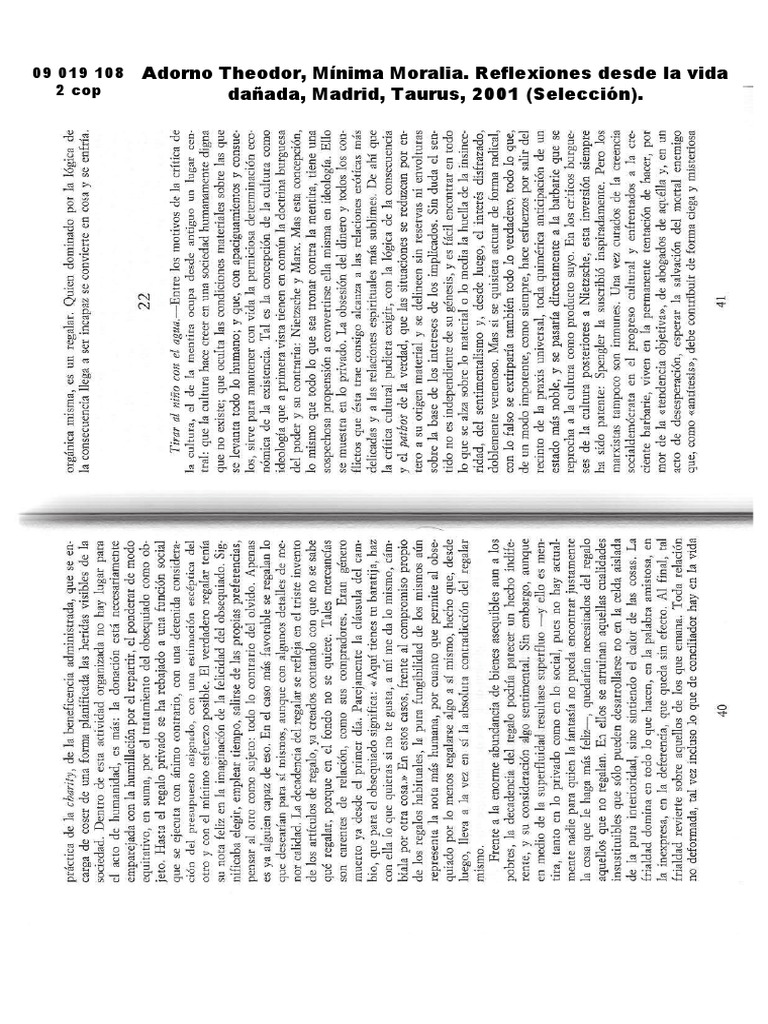 Adorno, Minima Moralia PDF
