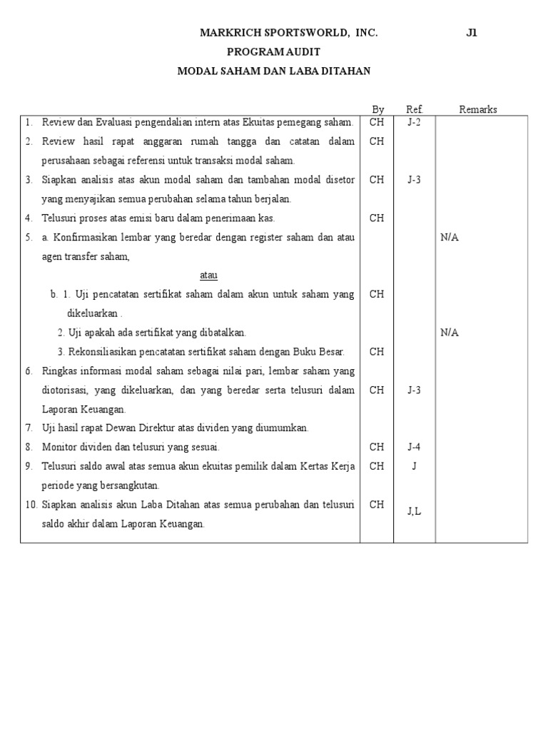 Audit Modal Saham dan Laba Ditahan | PDF | Bisnis
