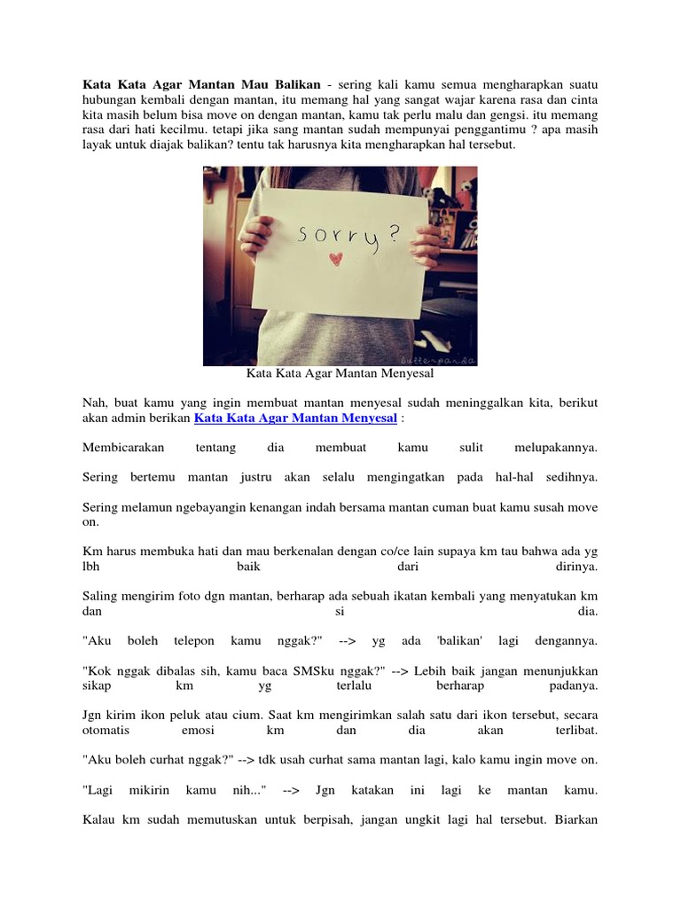 Kata Kata Agar Mantan Mau Balikan Kata Kata Agar Mantan Mau Balikan