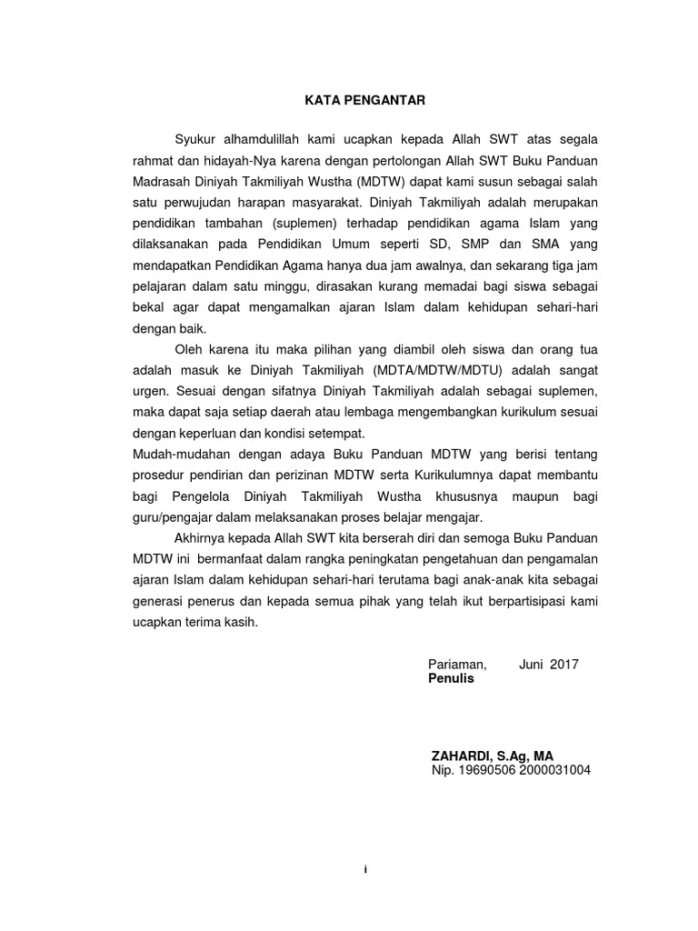 Lampiran KATA PENGANTAR Buku Panduan Zahardi | PDF