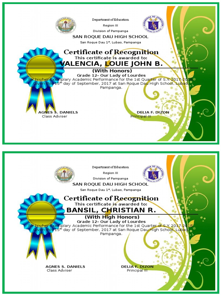 certificate-honors
