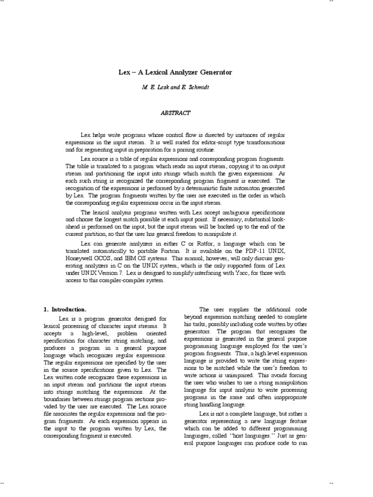 Lex | PDF | Parsing | String (Computer Science)
