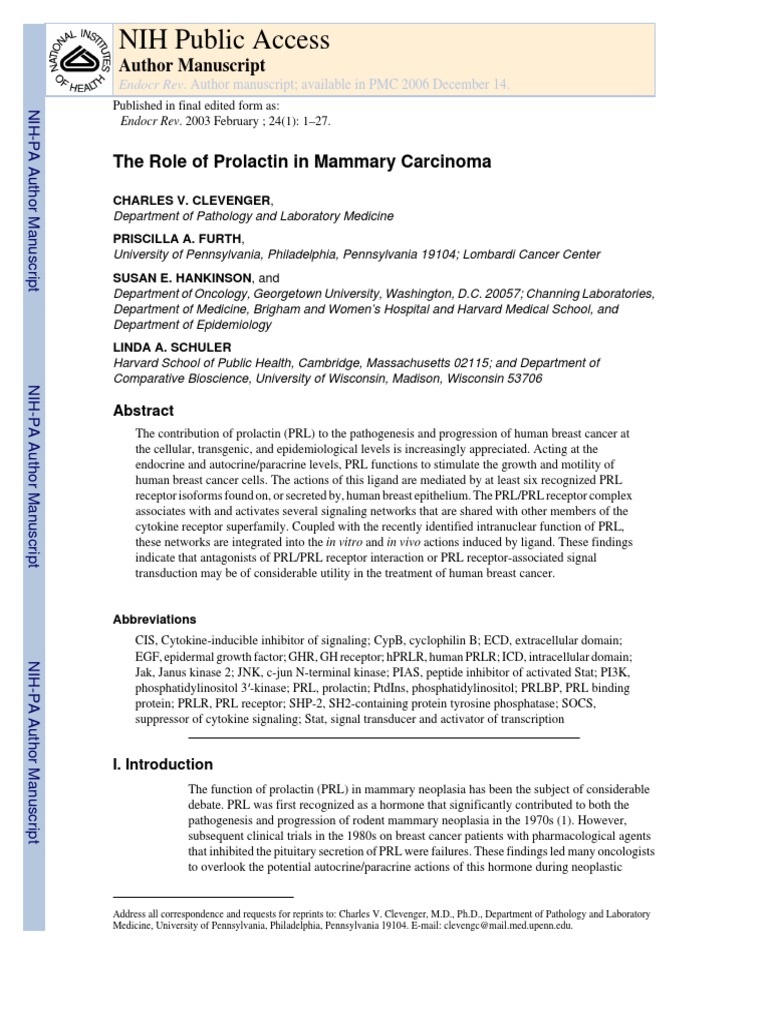 Prolactin's Role in Breast Cancer Progression | PDF | Menopause | Estradiol