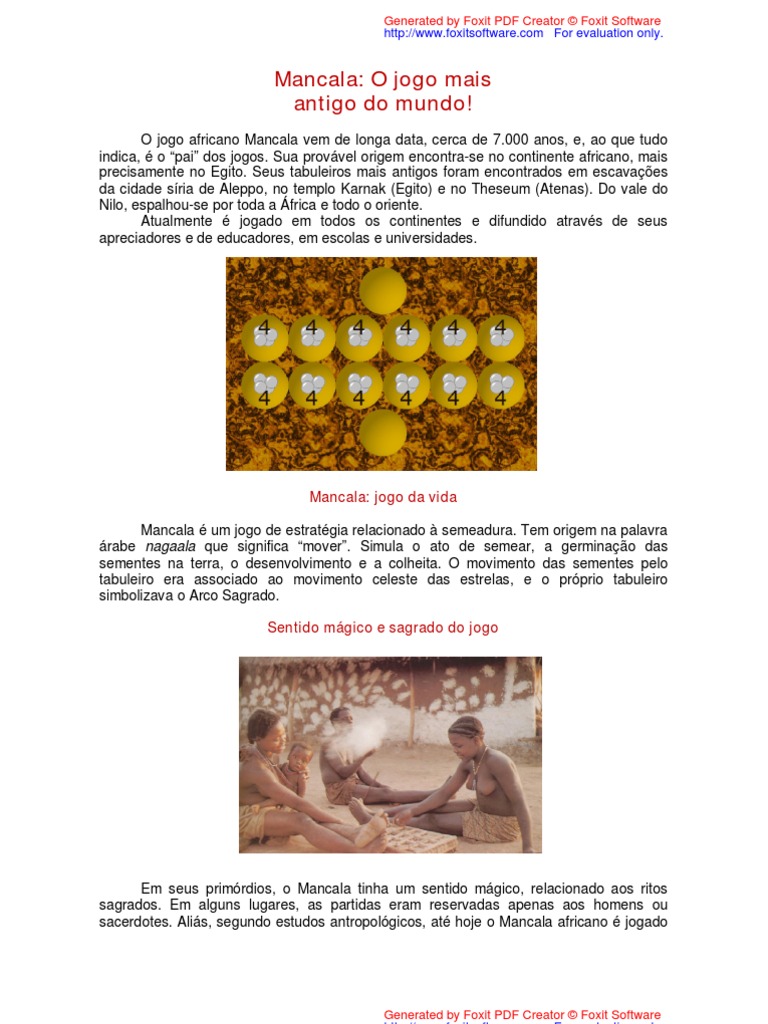Jogos Matemáticos do Continente Africano: Mancala
