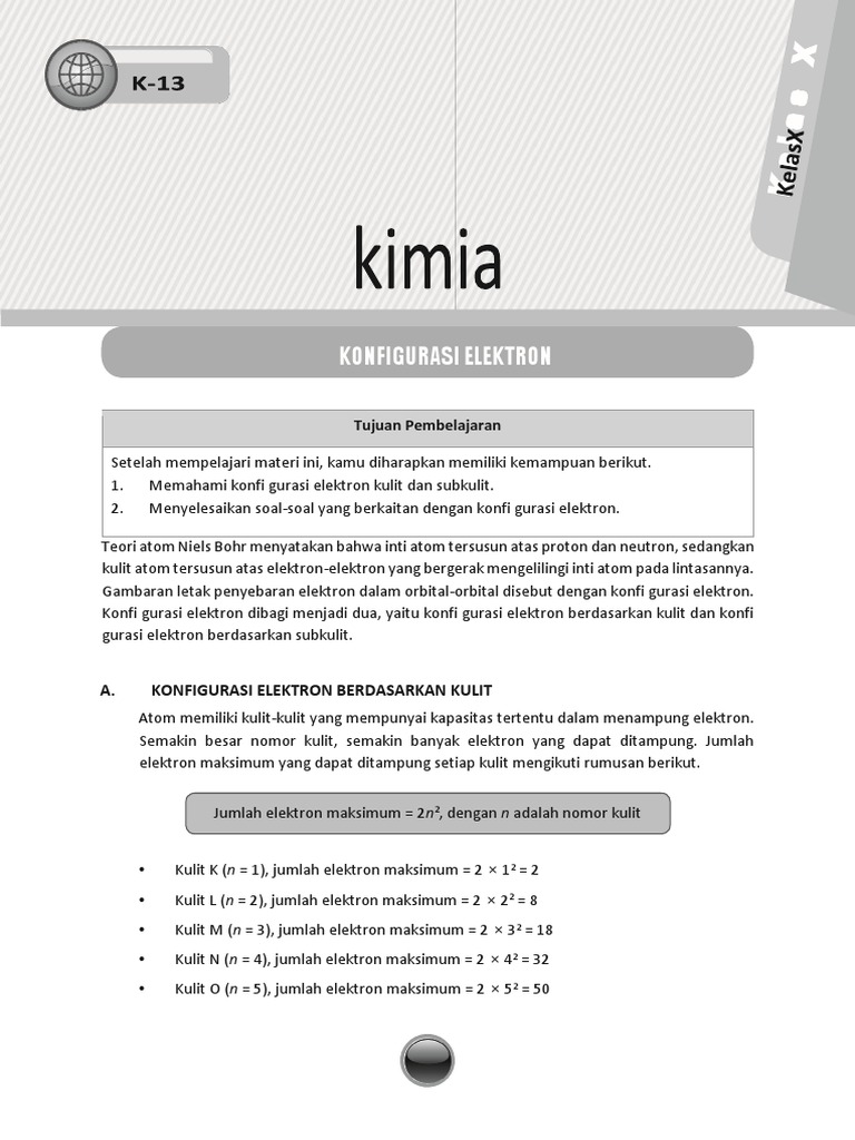 Contoh Soal Kimia Tentang Konfigurasi Elektron - Guru Paud
