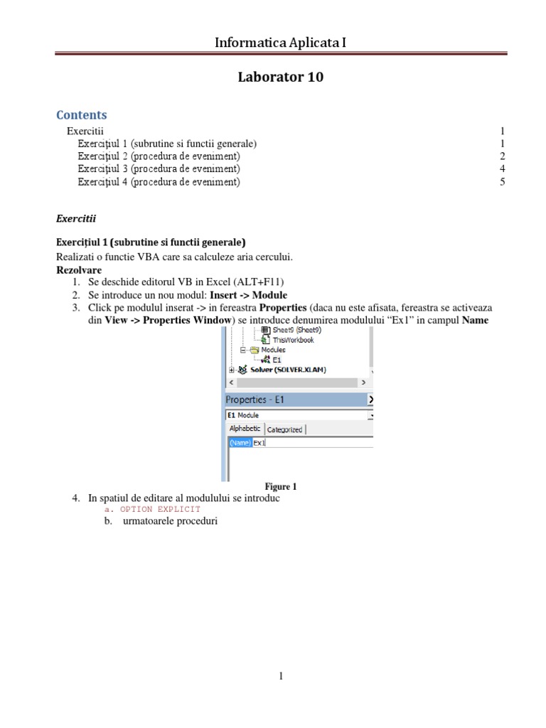 Laborator 10: Informatica Aplicata I | PDF