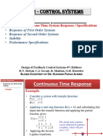 Ee 432 - Control Systems: Week # 4 - Continuous Time System Response / Specifications