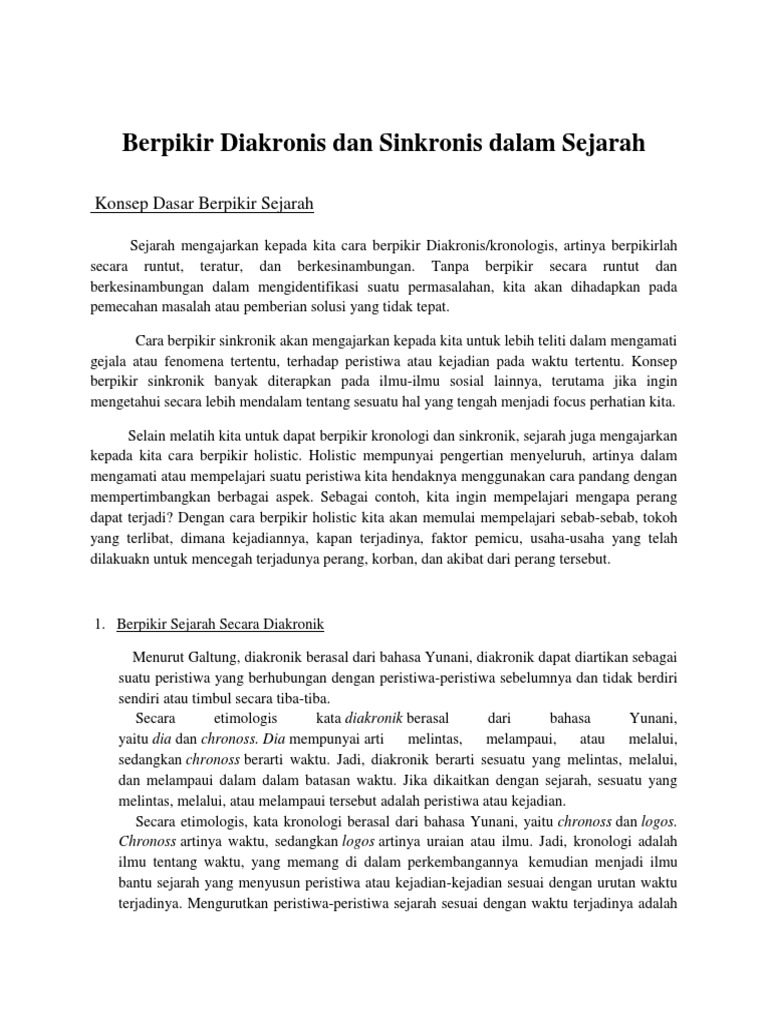 Urutan Peristiwa Sejarah Tersebut Menunjukkan Konsep Berpikir Diakronik