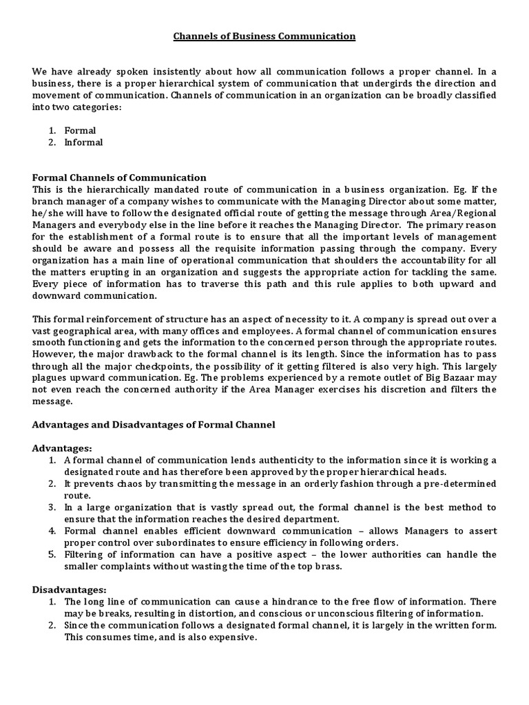 Channels of Business Communication | PDF | Information | Psychology