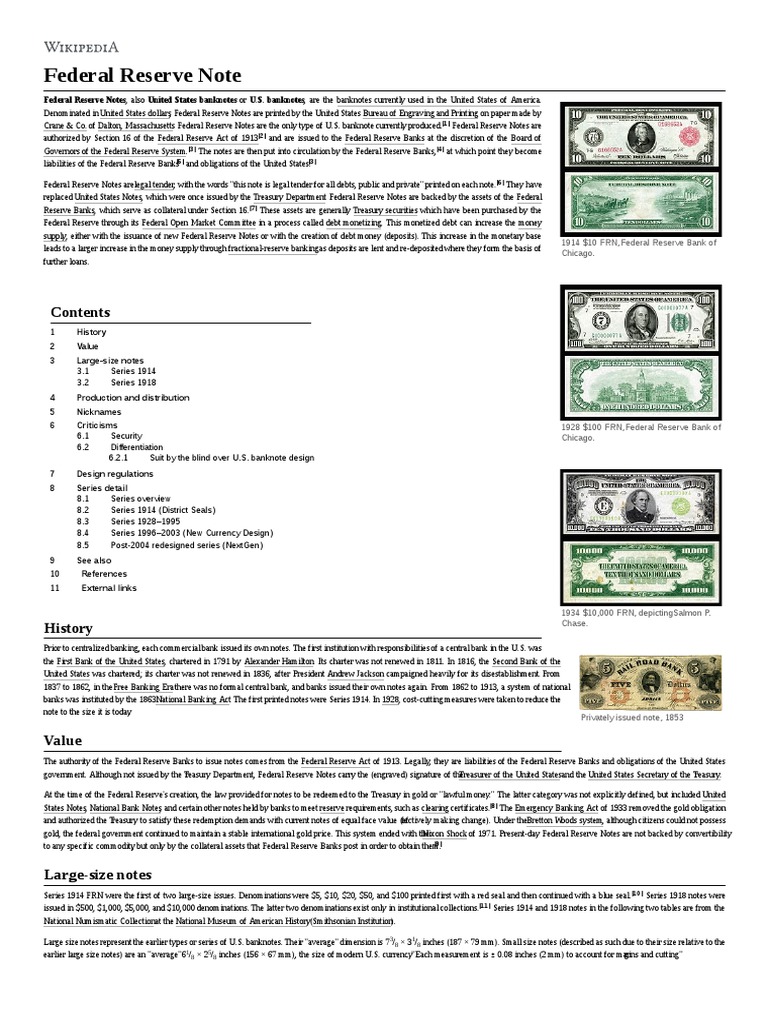 Federal Reserve Note PDF | PDF | Federal Reserve Note | Banknote