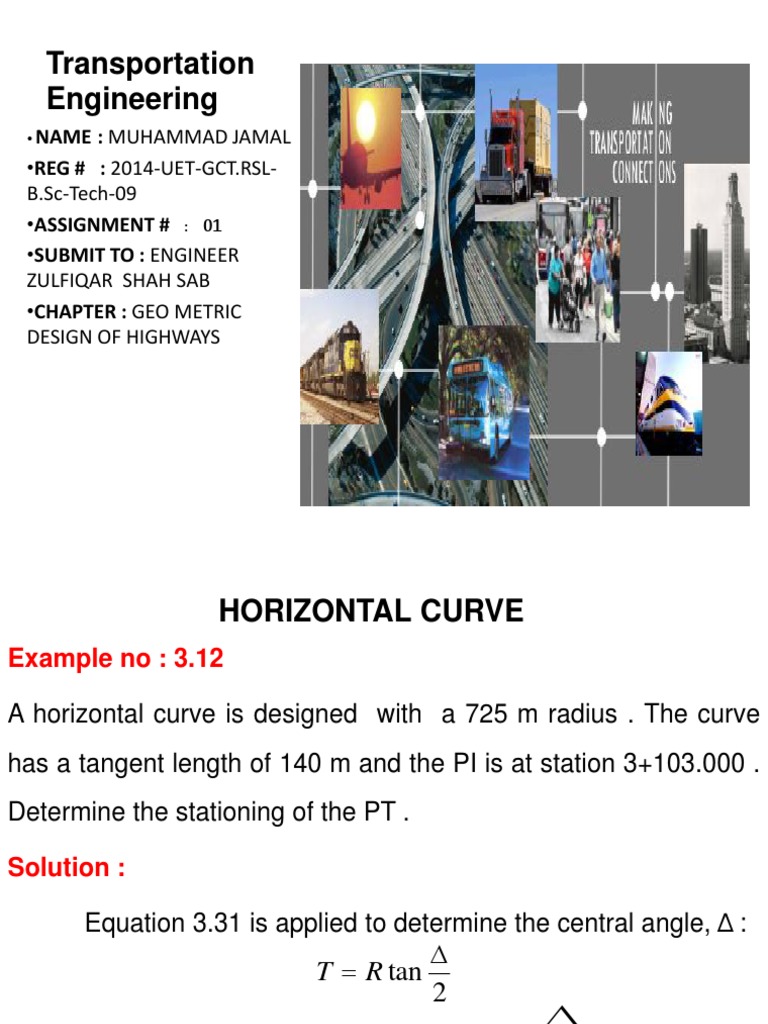 Horizontal Curve Design Example | PDF
