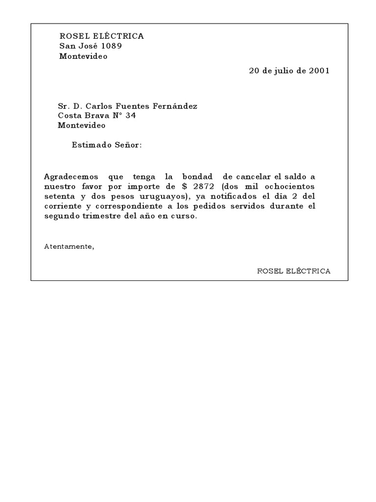 Carta De Pago Ejemplo - Soalan w