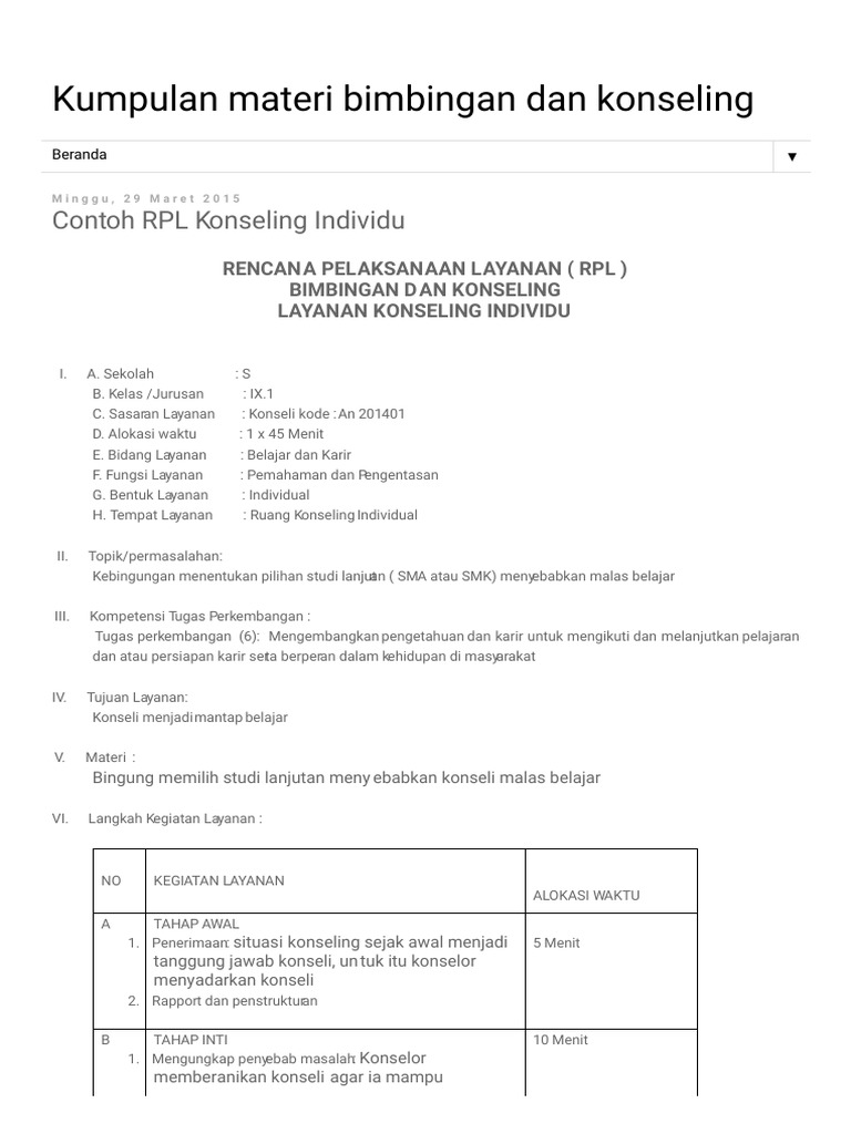 RPL Konseling Individu untuk Siswa | PDF | Karier & Perkembangan