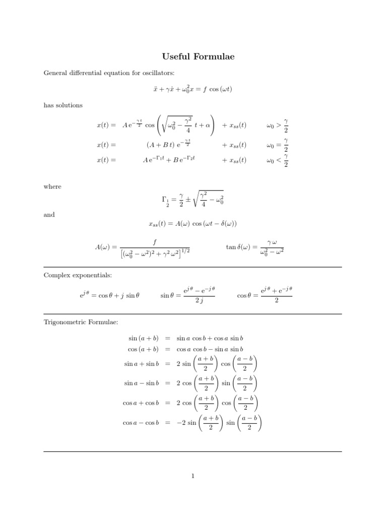 Exam 1 Formula | PDF