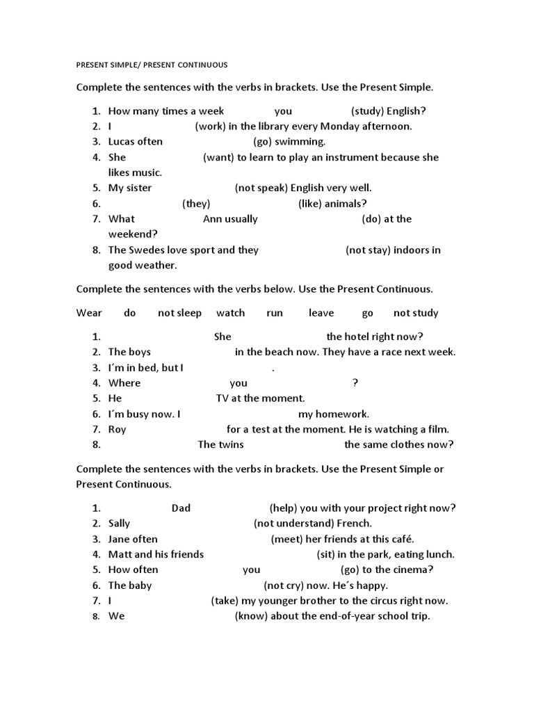 Present Simple vs. Present Continuous | PDF