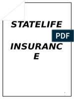 Statelife Insuranc E: Internship Report