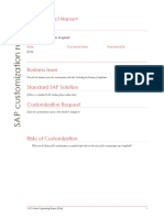 Business Issue Standard SAP Solution Customization Request