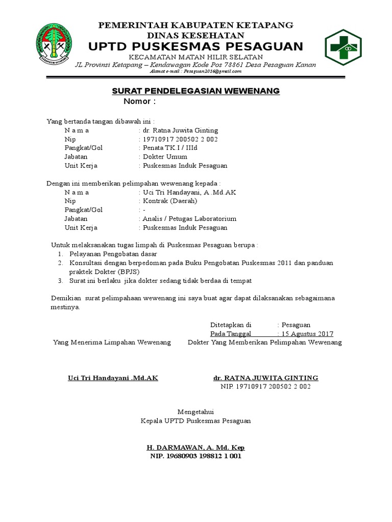 Surat Penunjukan Pelimpahan Tugas Analis Copy