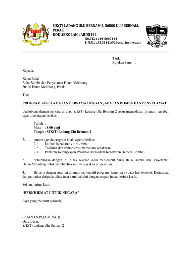 Contoh Surat Fire Drill