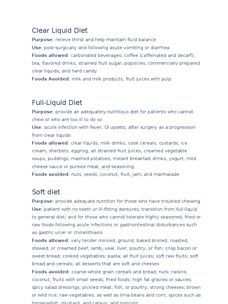 Clear liquid diet pdf dieting desserts
