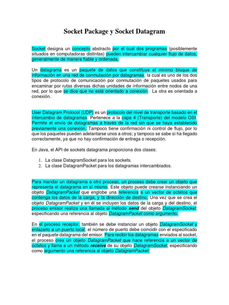 Sockets y Datagramas en Java | PDF | Zócalo de red | Protocolos de ...