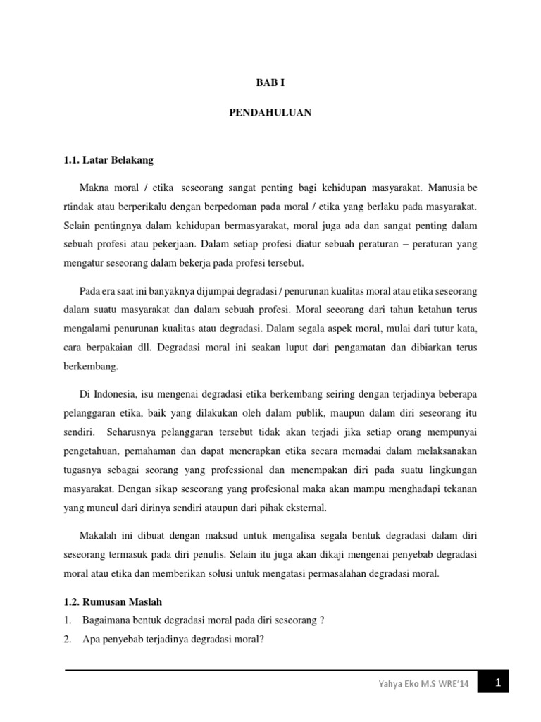 Etika Profesi Degradasi Moral Etika Dan Norma Pdf