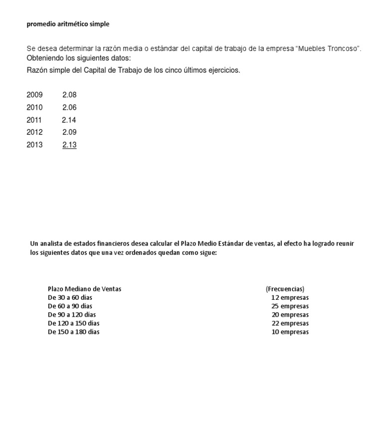Ejercicios de razones estándar