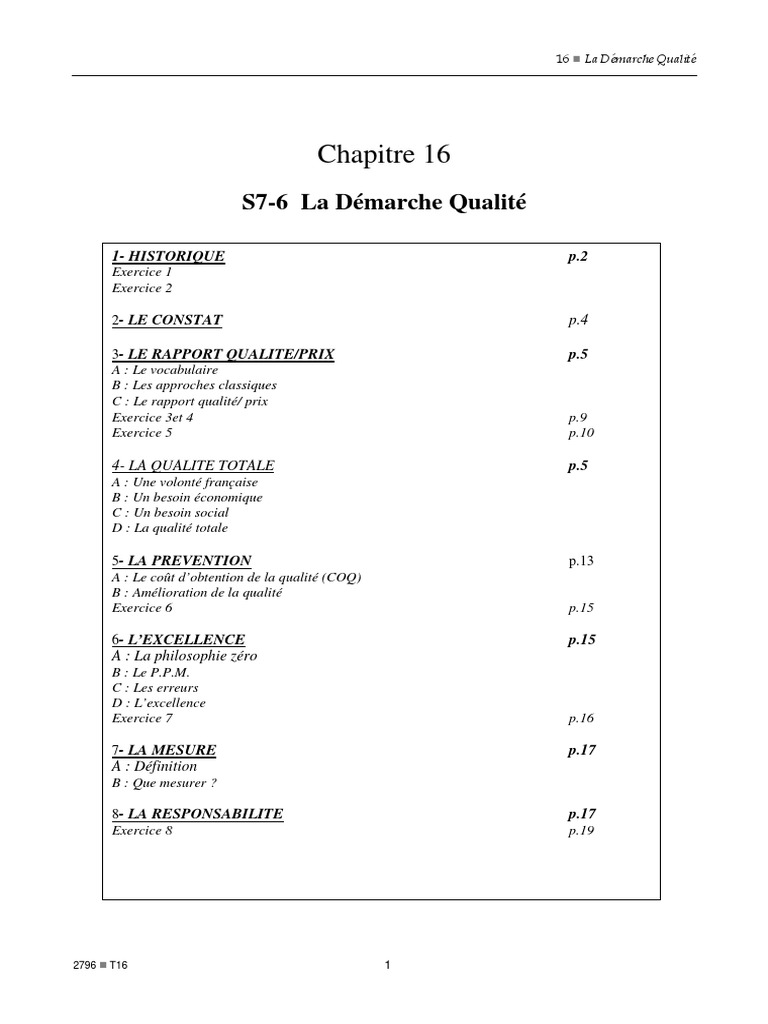 La Démarche Qualité : Concepts et Historique | PDF | Management de la ...