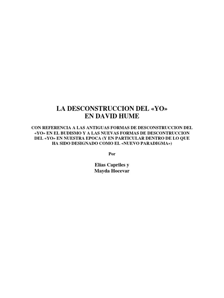 La Deconstrucción Del Yo en David Hume | PDF | David Hume | Memoria