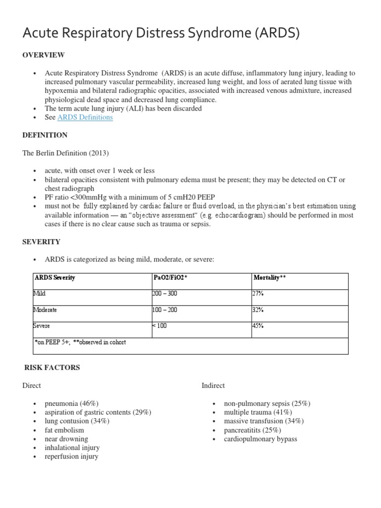 Understanding Acute Respiratory Distress Syndrome | PDF | Clinical ...