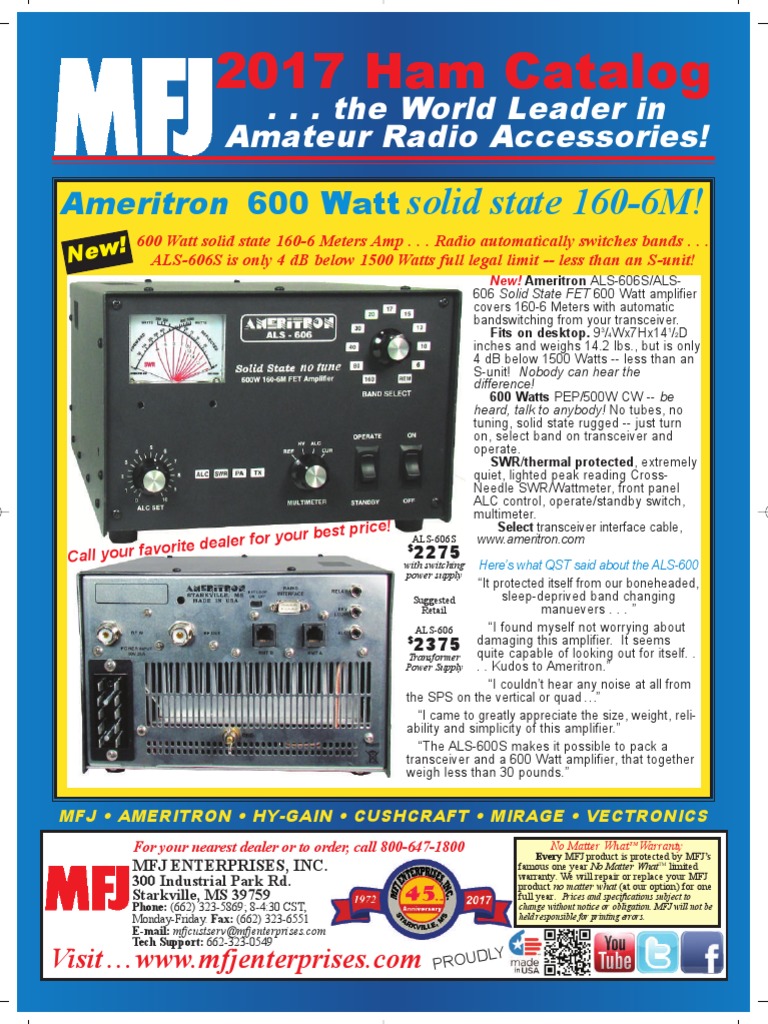 MFJ 2017 Ham Radio Catalog PDF Coaxial Cable Antenna (Radio)