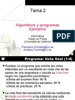 Algoritmos para calcular nota final, calificación y tipo de triángulo