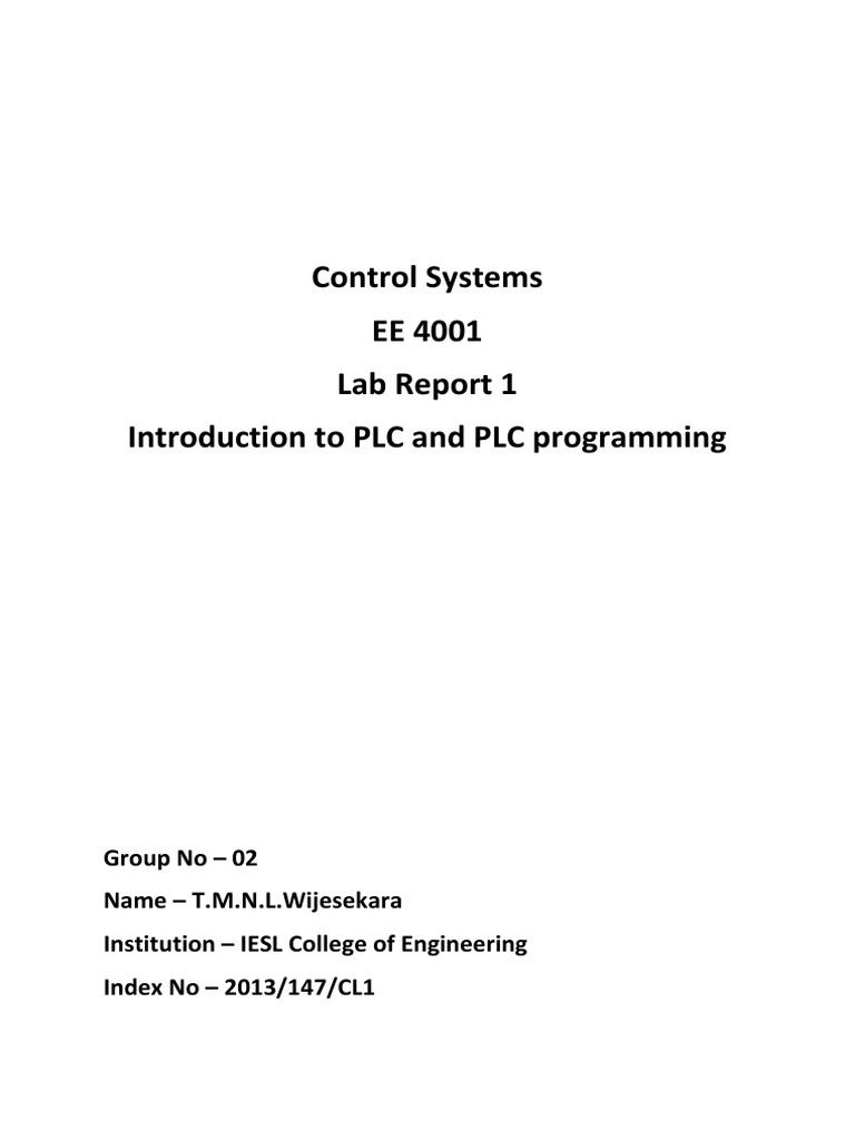 PLC Lab | PDF | Programmable Logic Controller | Timer