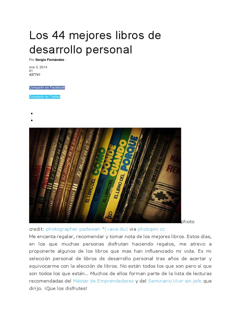 44 Libros Clave para el Desarrollo Personal | PDF | Paradigma | Vida