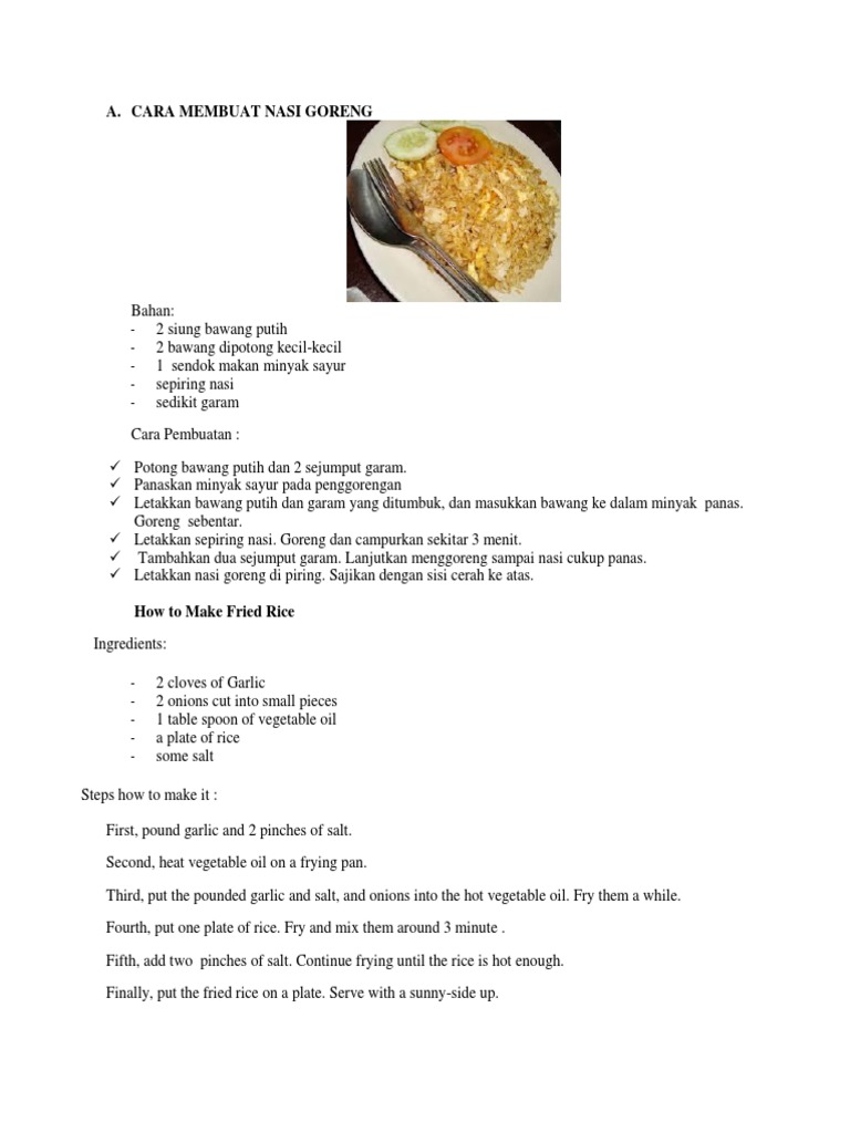 Cara Membuat Nasi Goreng Pdf Piza Bawang Putih