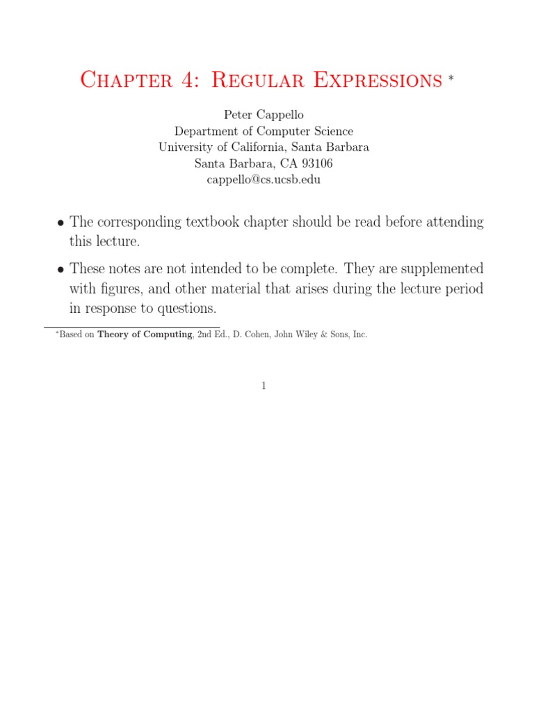 Chapter 4: Regular Expressions | PDF | Regular Expression | String ...