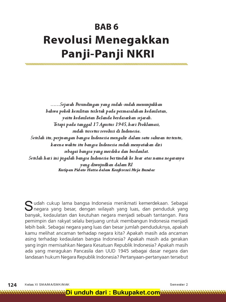 Materi Sejarah Indonesia Bab 6 Revolusi Menegakkan Panji  