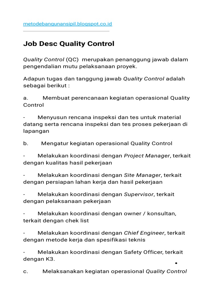Job Desc Quality Control PDF