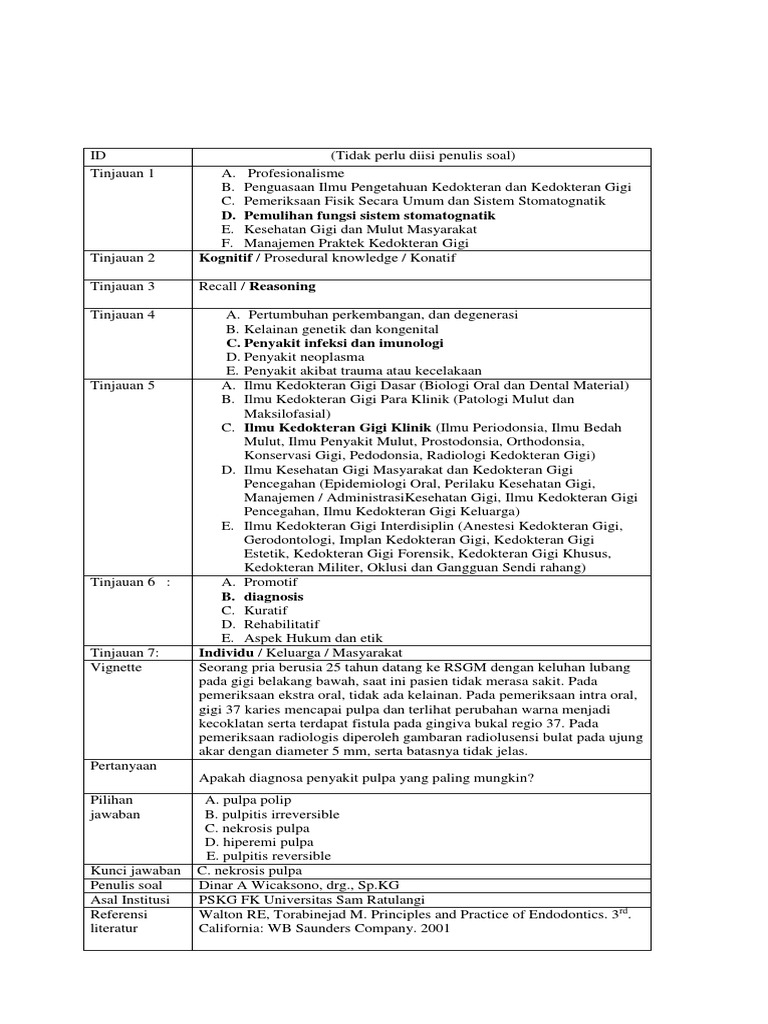 Contoh Soal Dan Jawaban Konservasi Gigi Menjawab Soal