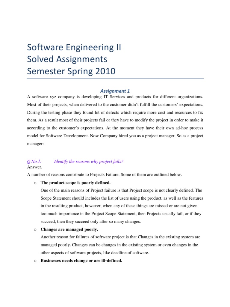 Software Engineering II - Solved Assignments - Semester Spring 2010 ...