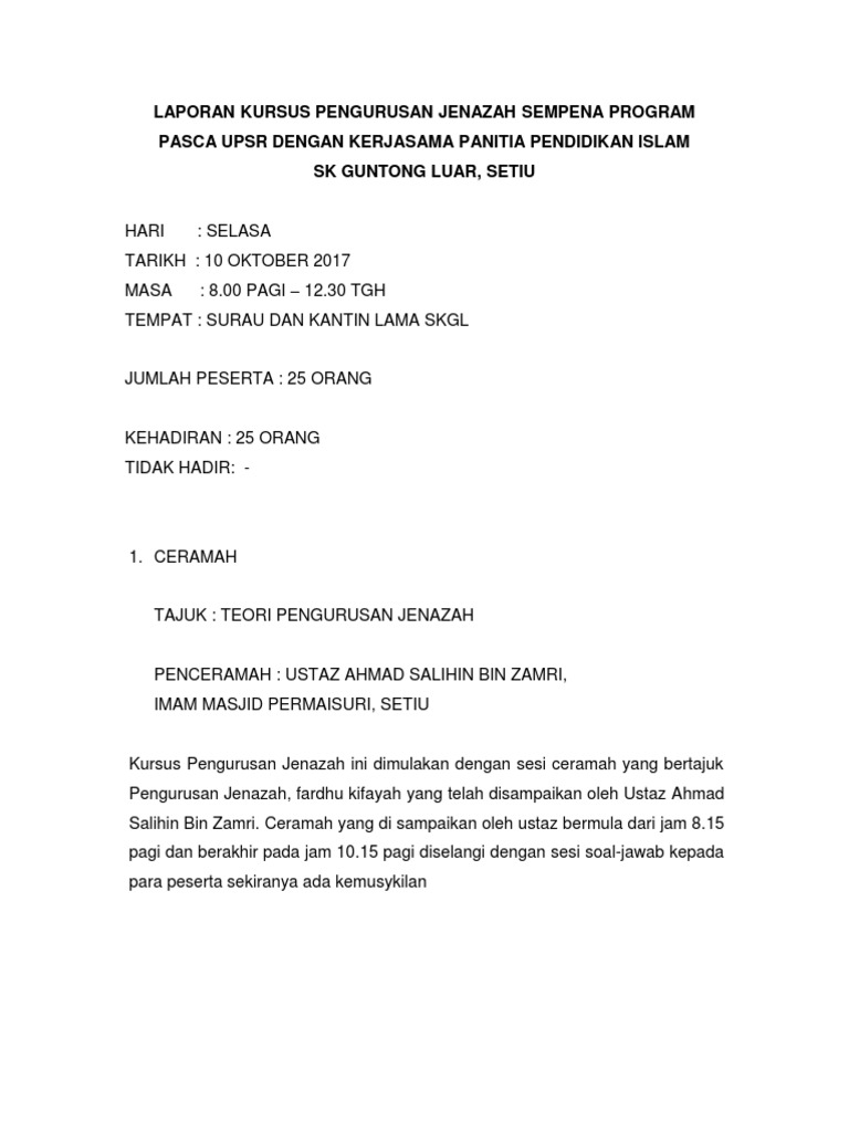 Surat Kursus Pengurusan Jenazah