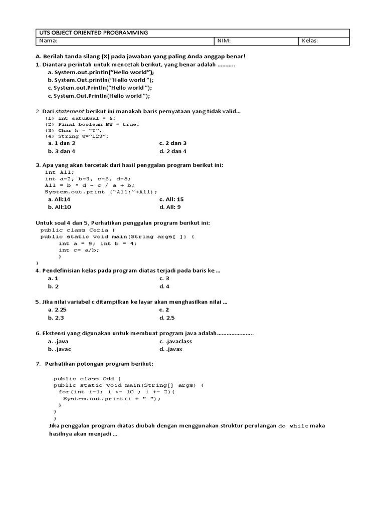 Uts Object Oriented Programming | PDF