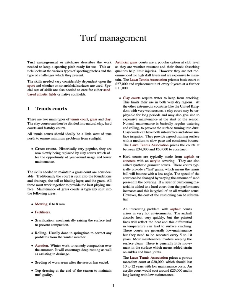 Turf Management | PDF | Hobbies | Horticulture And Gardening