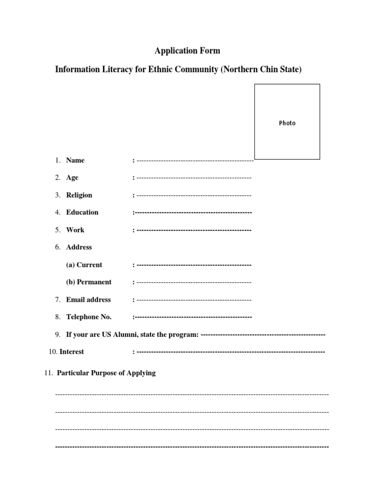 Application Form Information Literacy For Ethnic Community (Northern ...